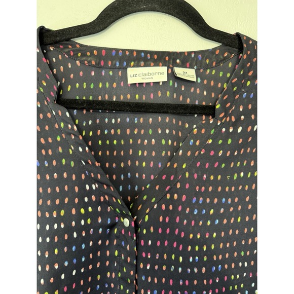 Liz Claiborne Plus Size Workwear Blouse Black W Pops Of Color Size 2X - Picture 4 of 5